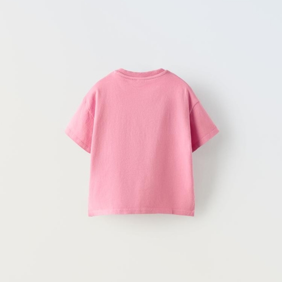 ZARA KIDS T-SHIRT WITH TEXT AND RUFFLY TRIM - Picture 2 of 4